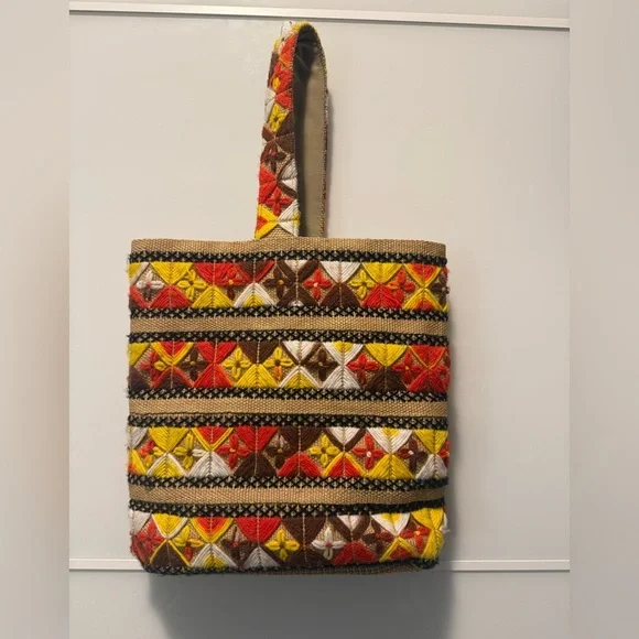 Unique 70’s Style Embroidered Tote Bag - Picture 3 of 7